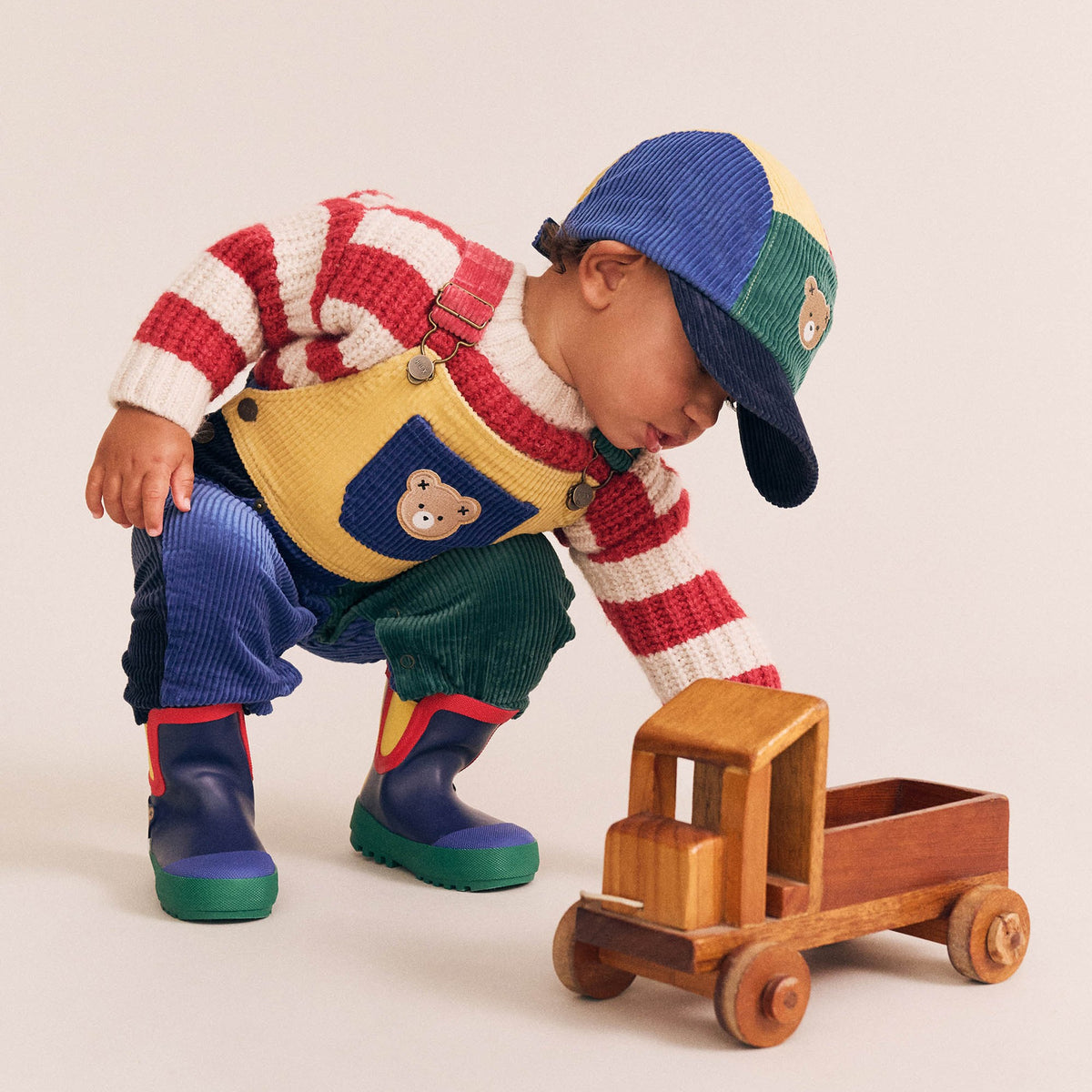 Colour Block Cord Overalls