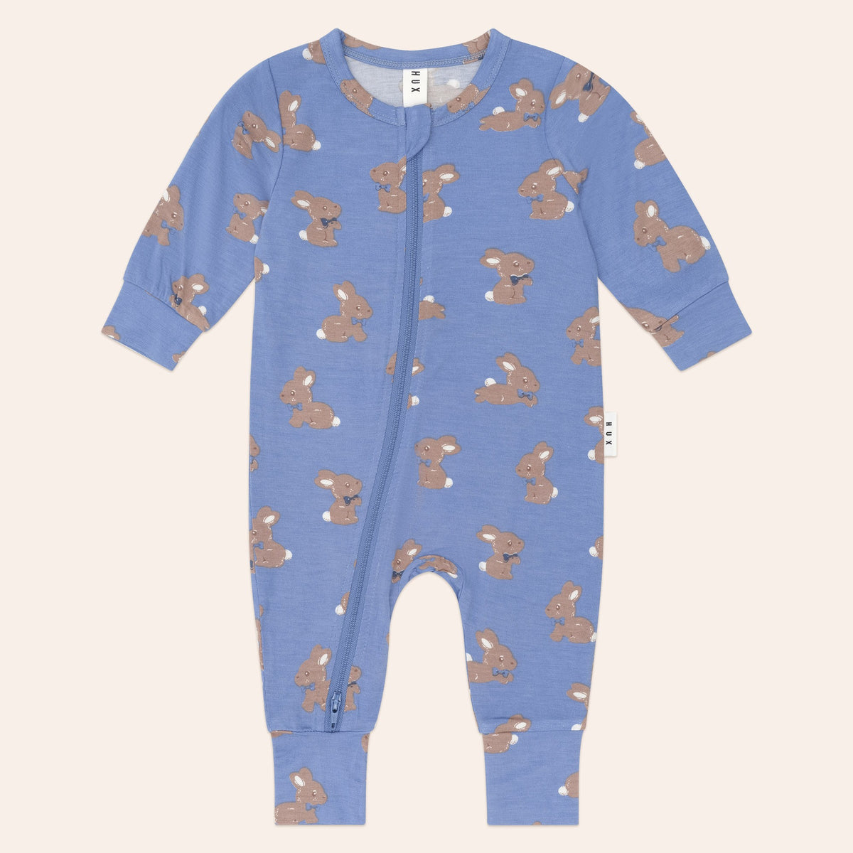Vintage Blue Bunny Zip Romper