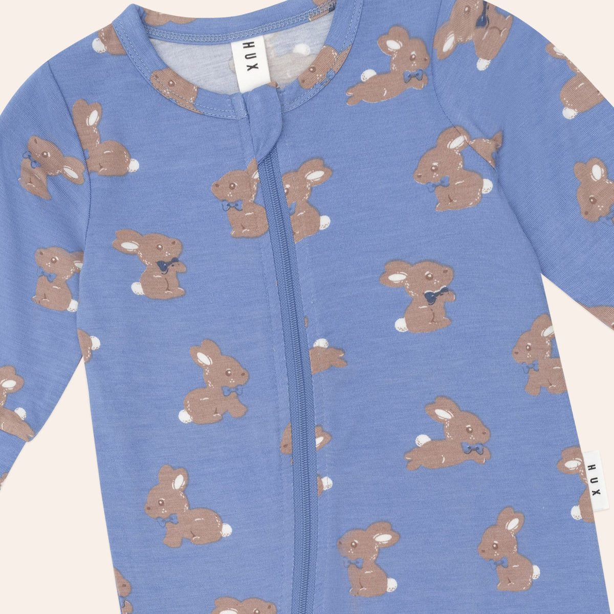 Vintage Blue Bunny Zip Romper