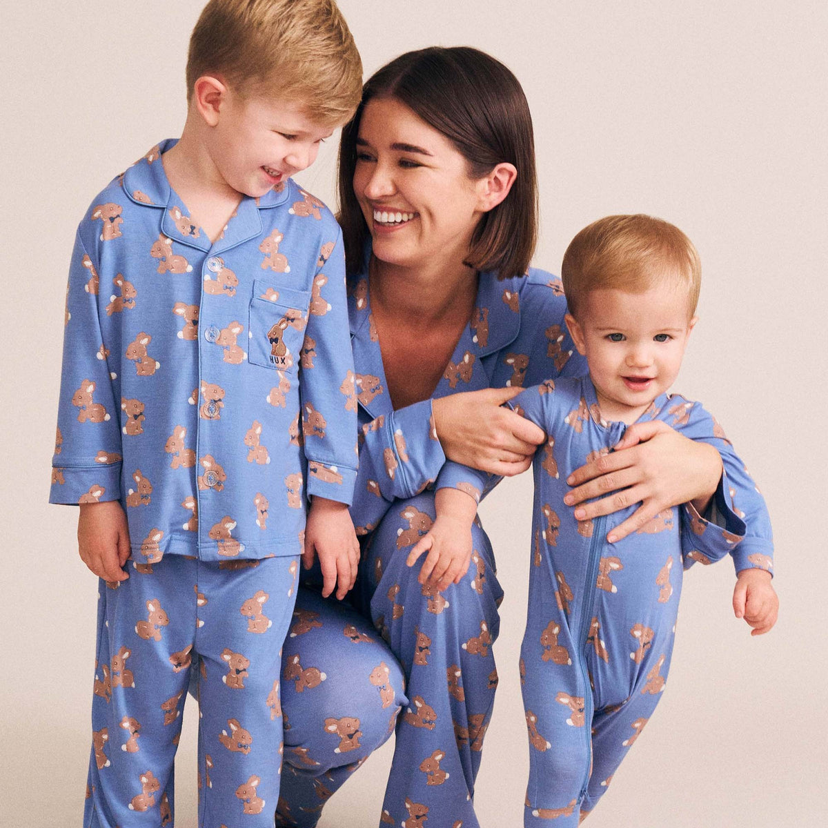 Vintage Blue Bunny Zip Romper