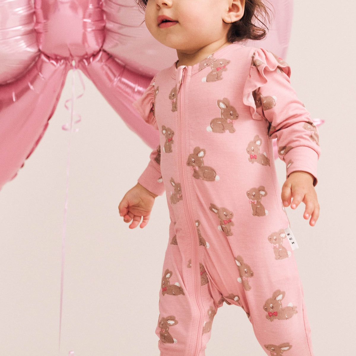 Dusty Pink Bunny Zip Romper