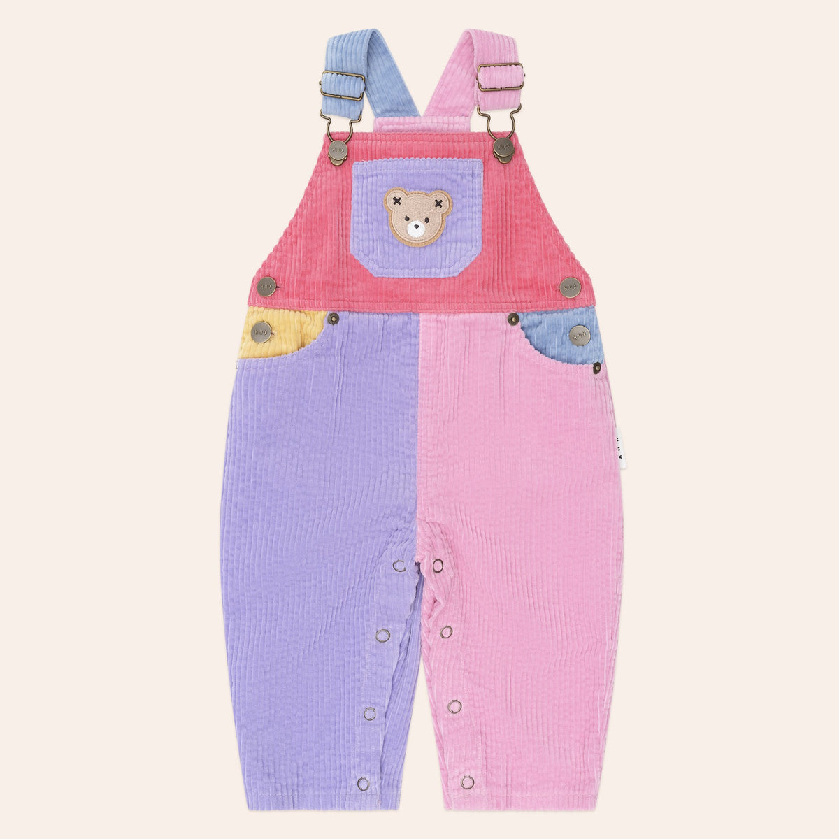 Colour Block Girl Cord Overalls