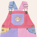 Colour Block Girl Cord Overalls