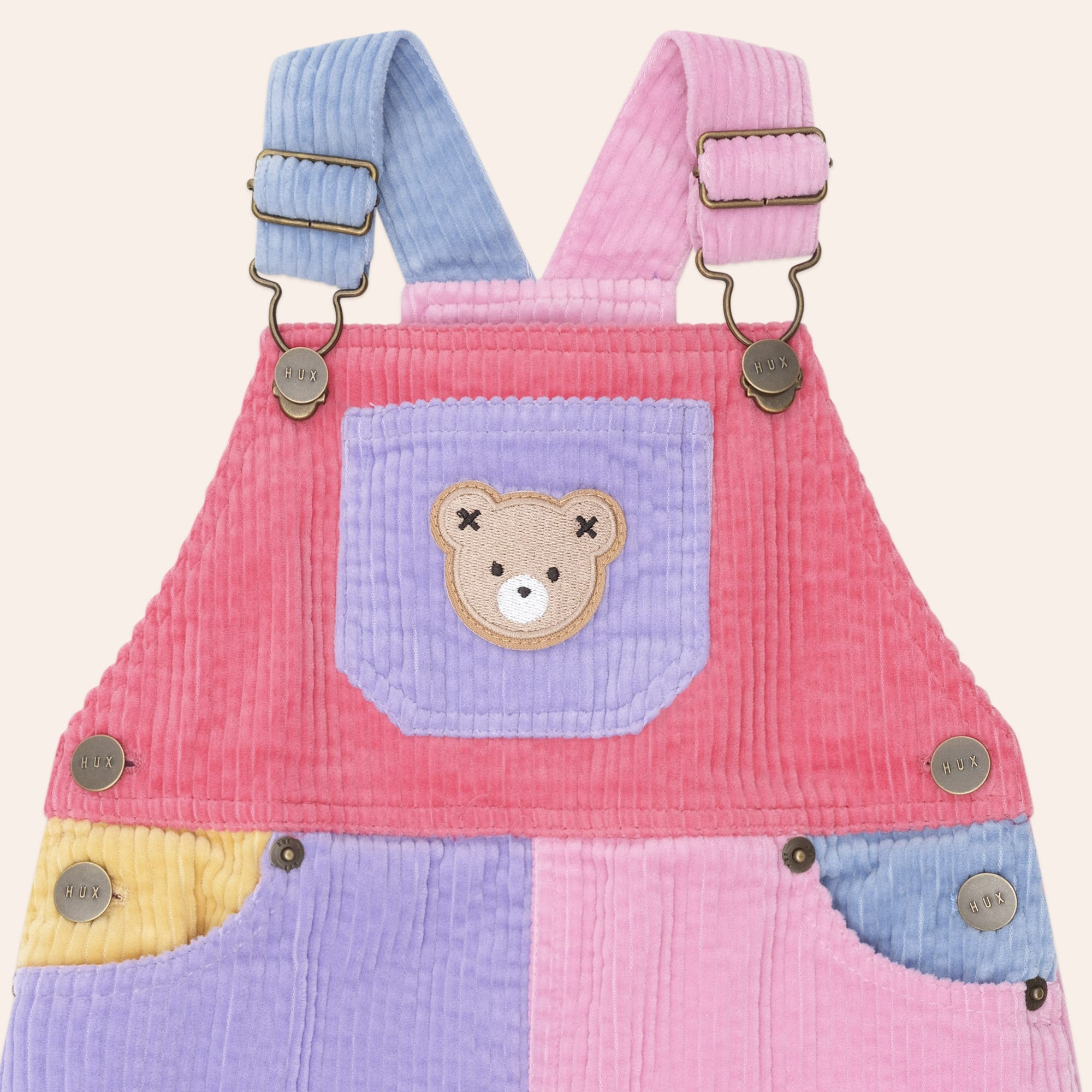 Colour Block Girl Cord Overalls