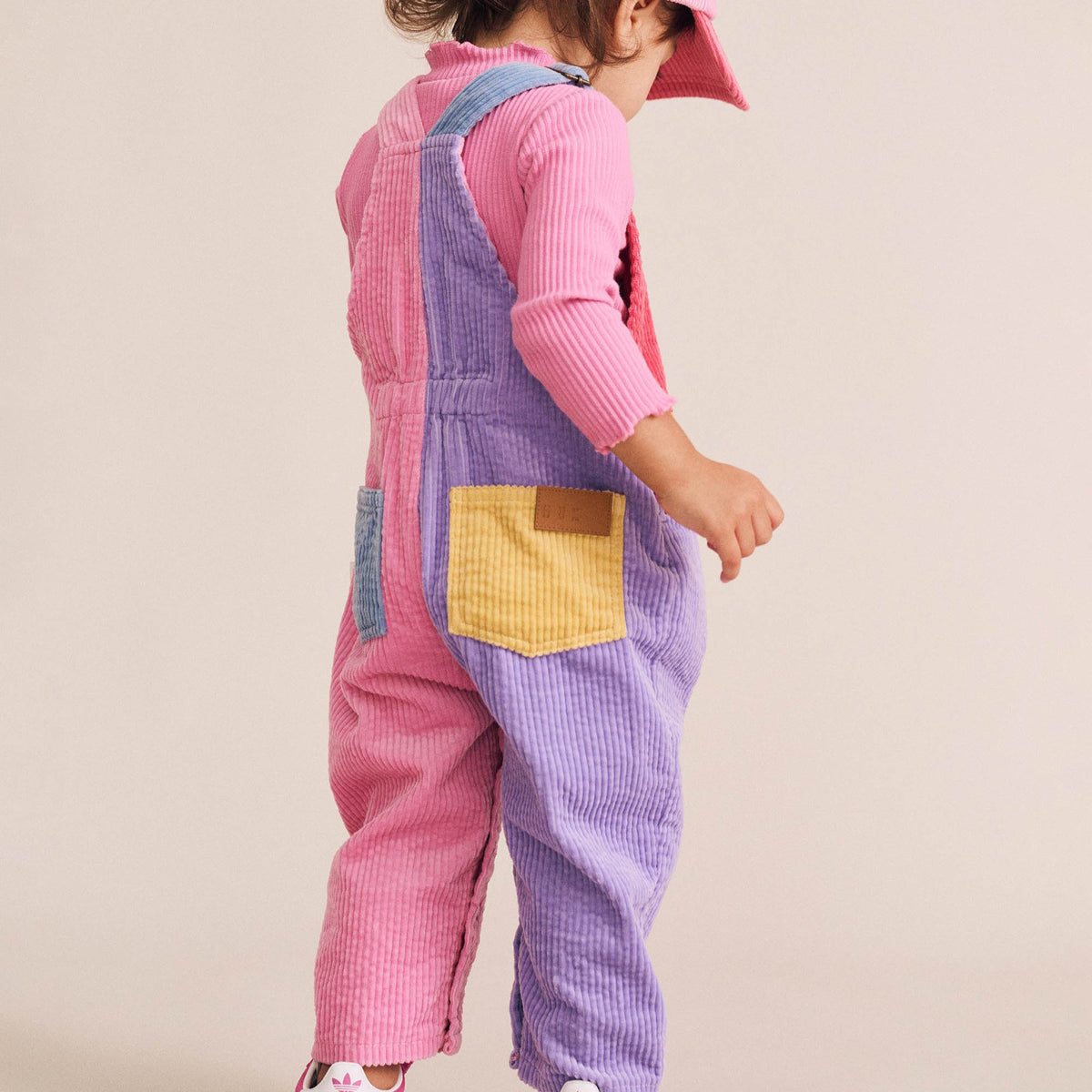 Colour Block Girl Cord Overalls