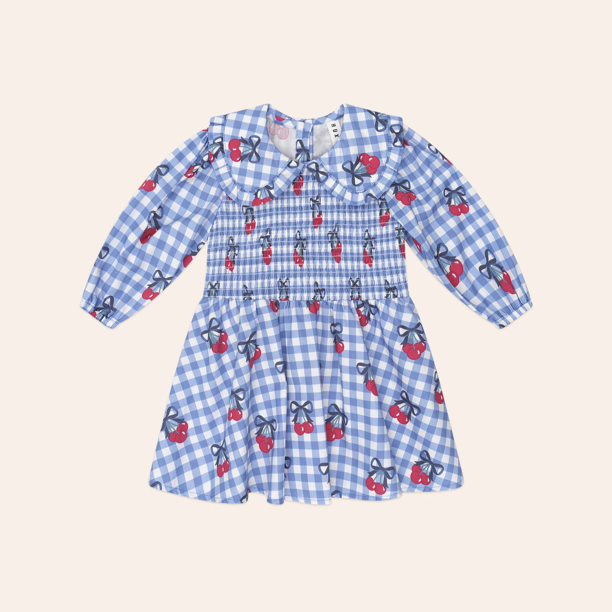 Cherry Gingham Shirred Dress
