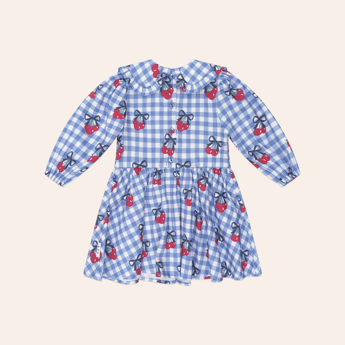 Cherry Gingham Shirred Dress