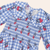 Cherry Gingham Shirred Dress