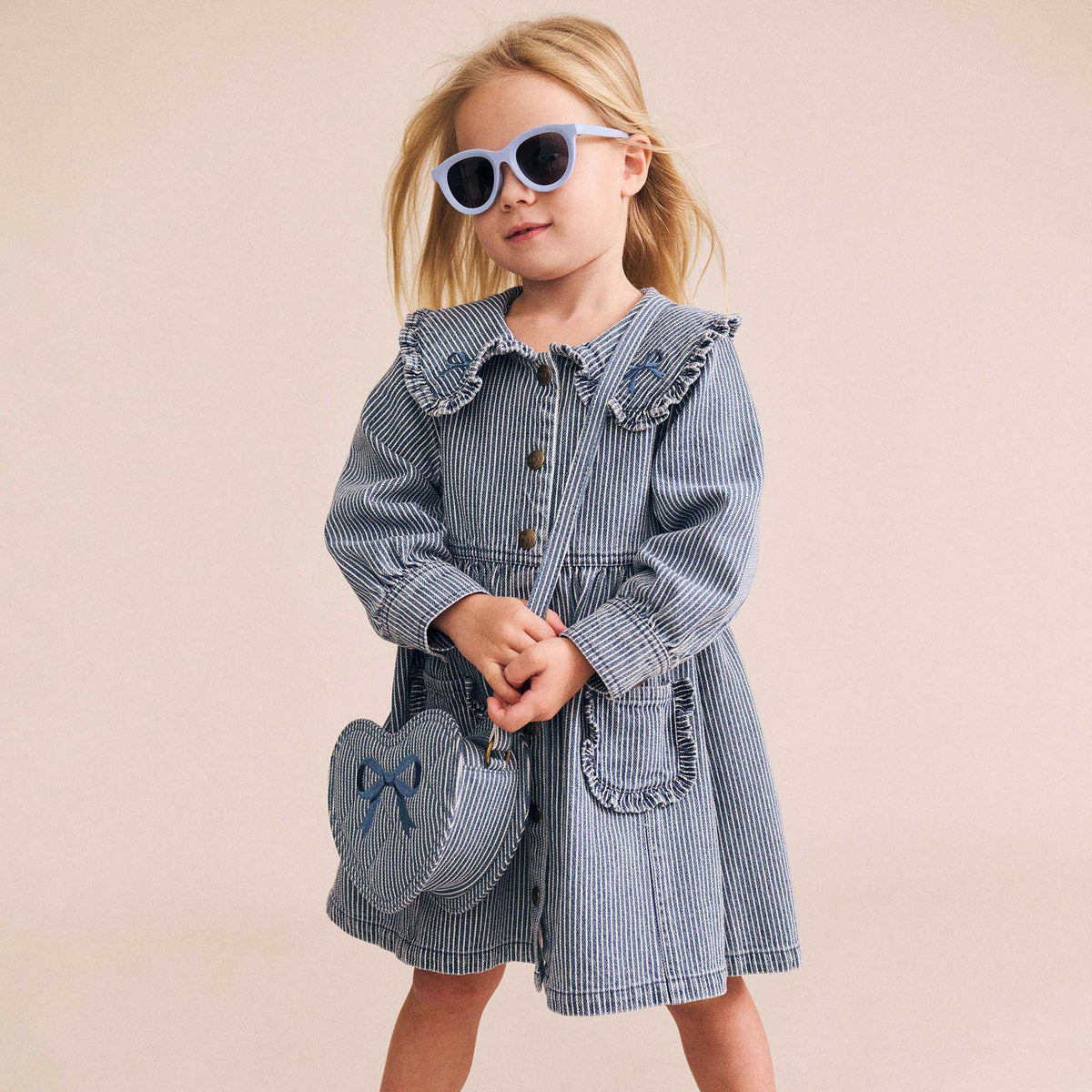 Vintage Bow Collar Denim Dress