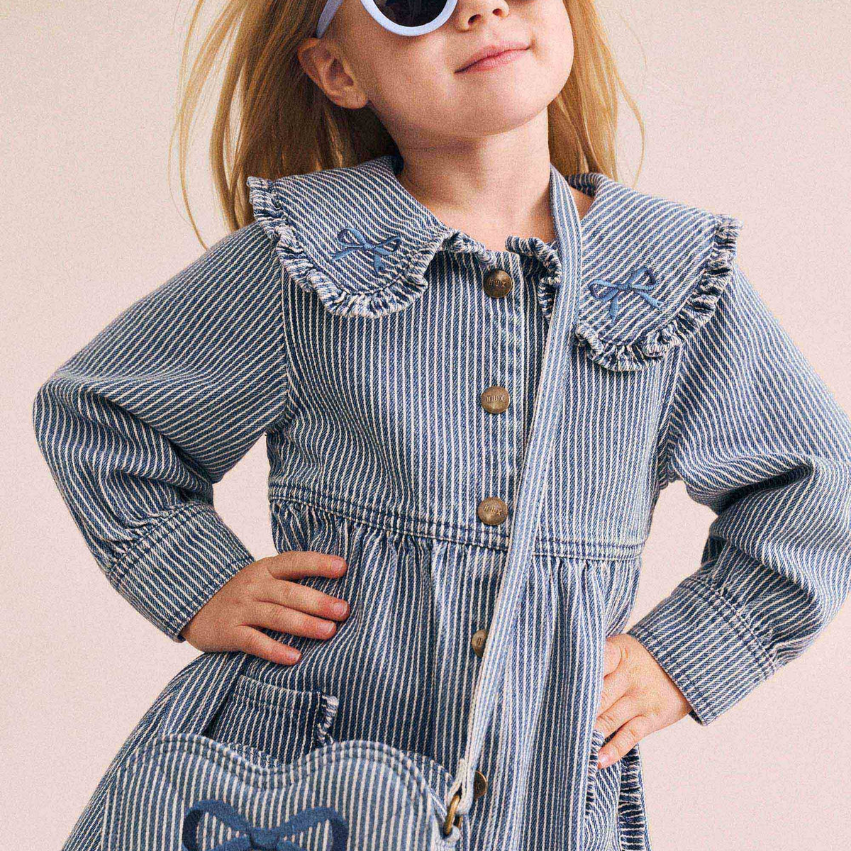 Vintage Bow Collar Denim Dress