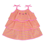 Tropical Fruit Stripe Tiered Dress