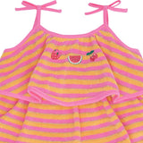 Tropical Fruit Stripe Tiered Dress