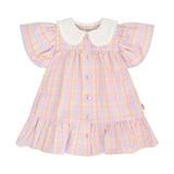 Seaside Rainbow Stripe Lace Collar Dress