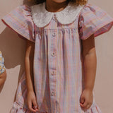 Seaside Rainbow Stripe Lace Collar Dress