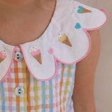 Ice Cream Rainbow Check Collar Dress