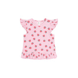 Strawberry Print Rib Peplum Tee