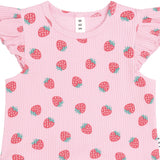 Strawberry Print Rib Peplum Tee