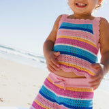 Beach Club Stripe Crochet Tie Top