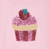 Sequin Strawberry Cupcake Drop Shoulder Tee