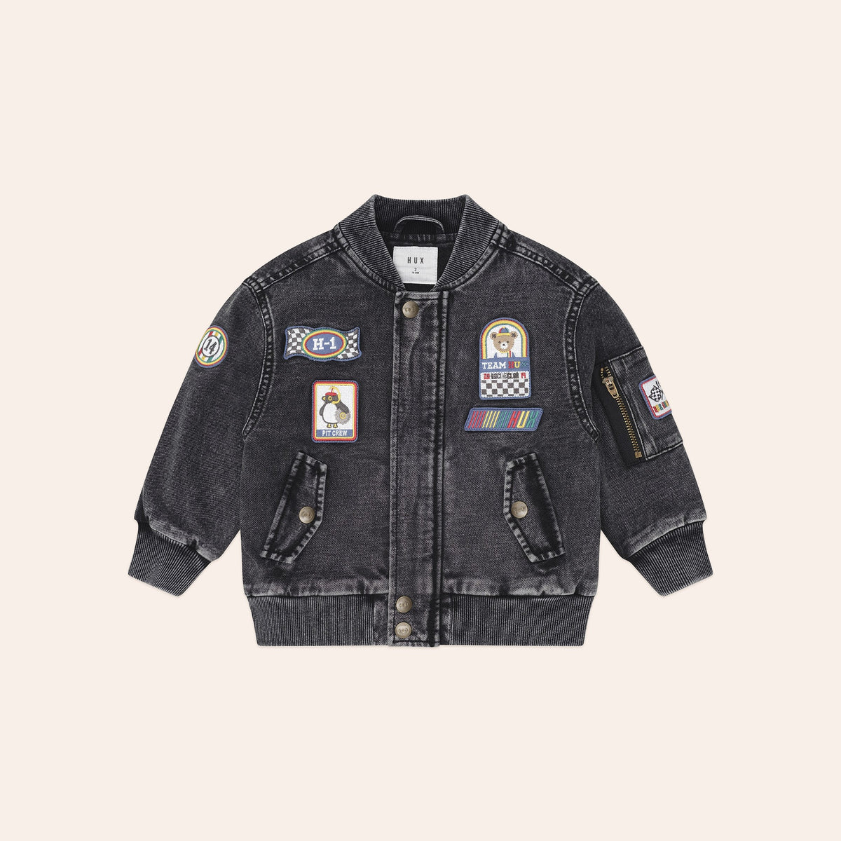 Black Knit Denim Patches Jacket