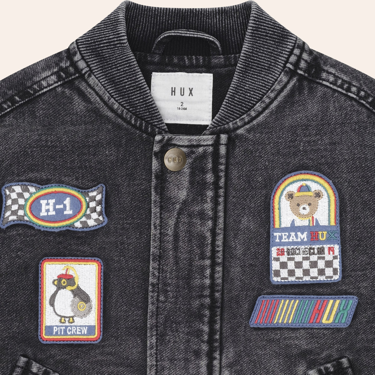 Black Knit Denim Patches Jacket