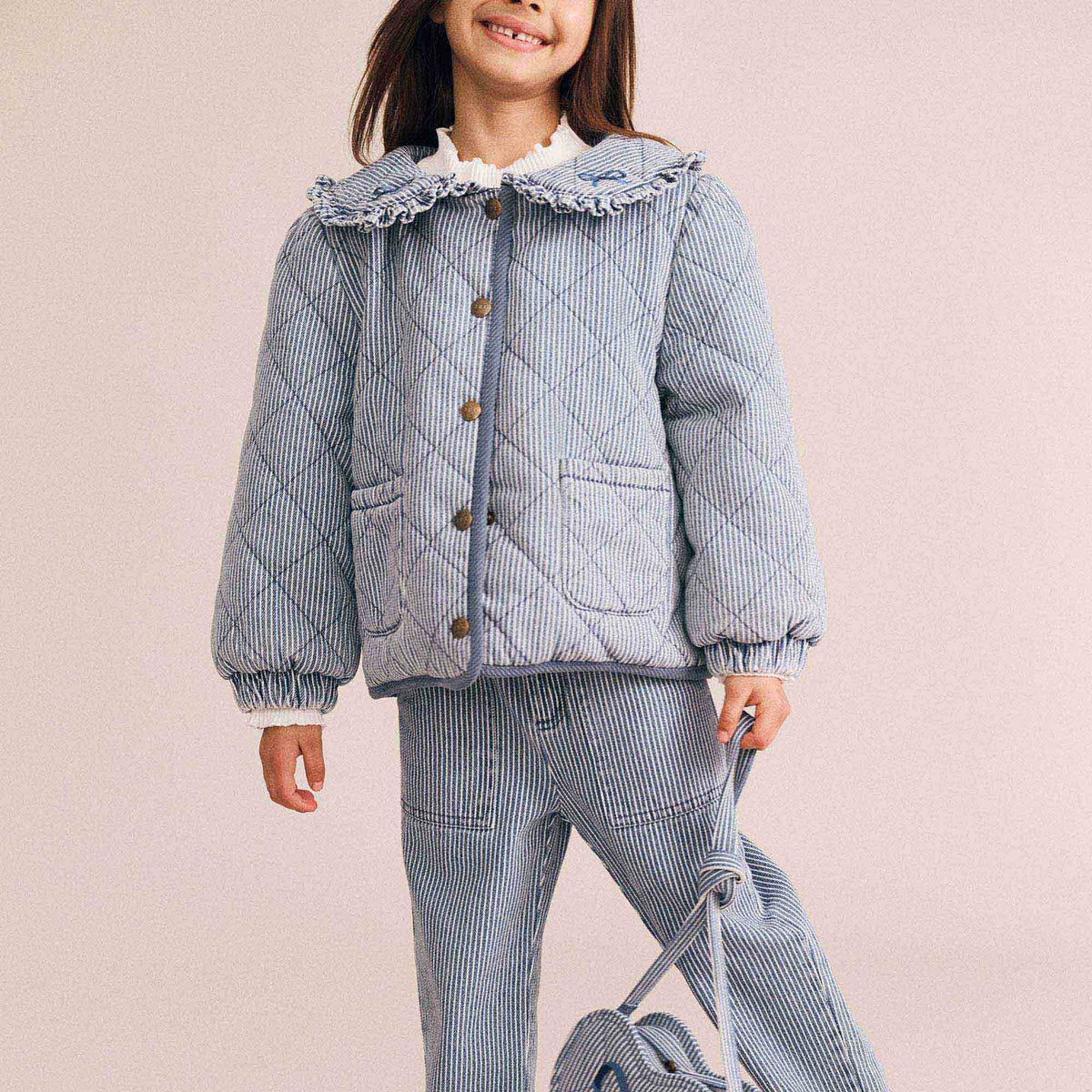 Vintage Bow Collar Denim Jacket