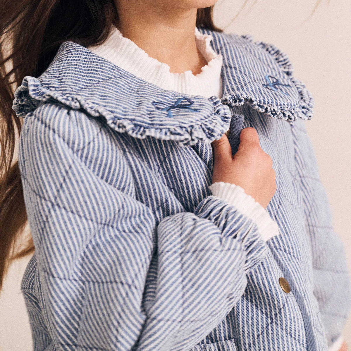 Vintage Bow Collar Denim Jacket