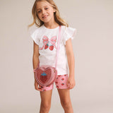 Strawberry Print Rib Bike Short