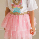 Foil Polka Dot Tiered Tulle Skirt