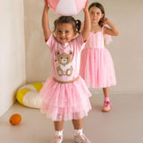 Foil Polka Dot Tiered Tulle Skirt