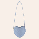 Stripe Denim Bow Heart Handbag