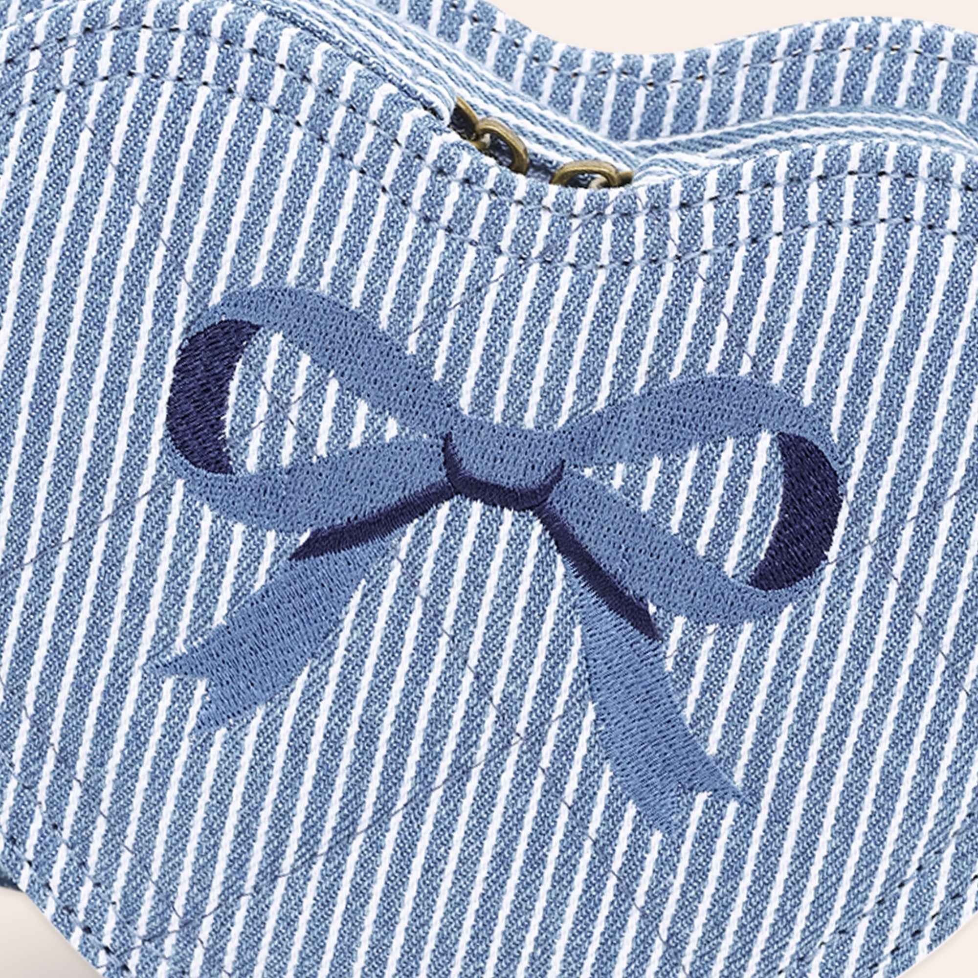 Stripe Denim Bow Heart Handbag