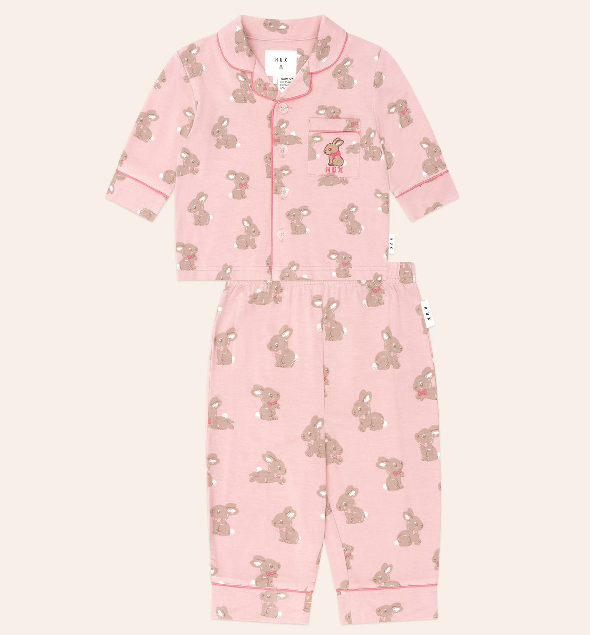 Womens Dusty Pink Bunny PJ Set