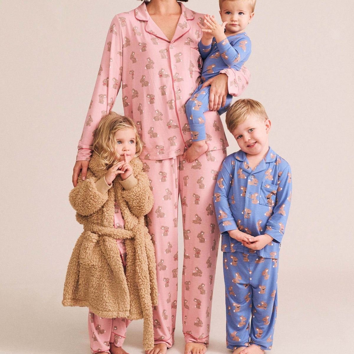 Womens Dusty Pink Bunny PJ Set