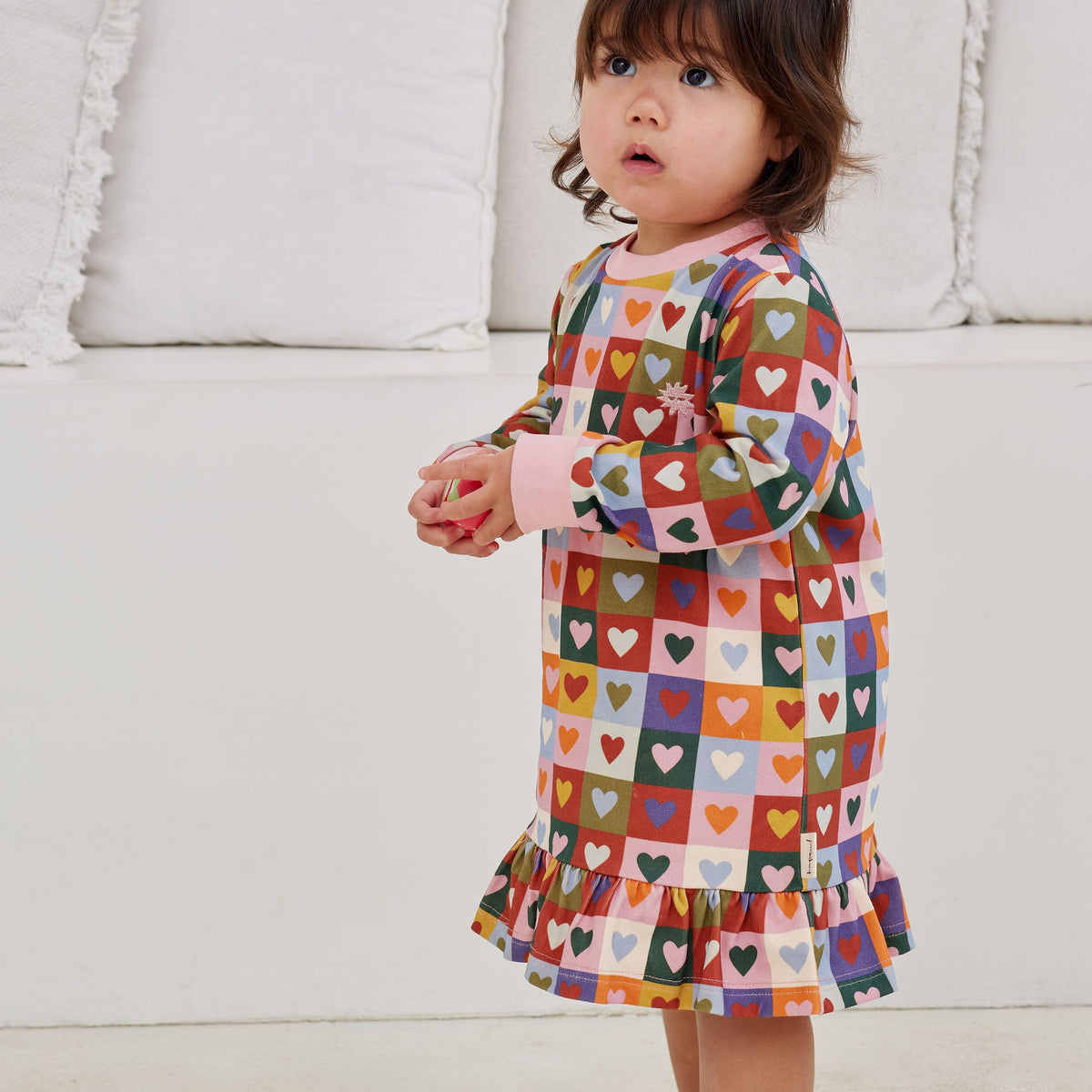 Heart Checkboard Drop Waist Dress