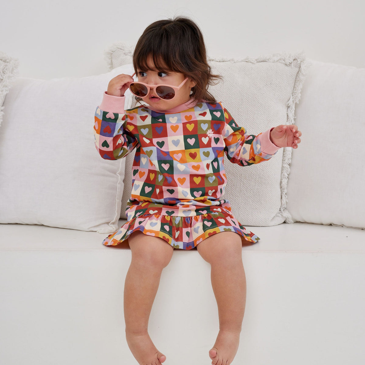 Heart Checkboard Drop Waist Dress