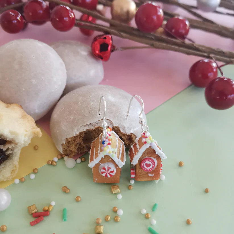 Gingerbread House Dangly Earrings