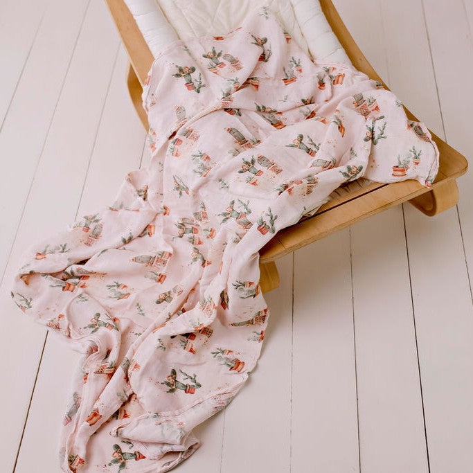 Happy Cactus Muslin Swaddle