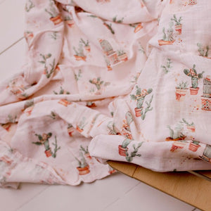 Happy Cactus Muslin Swaddle