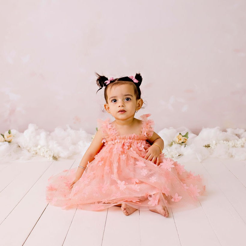 Floral Tulle Party Dress (Peach)