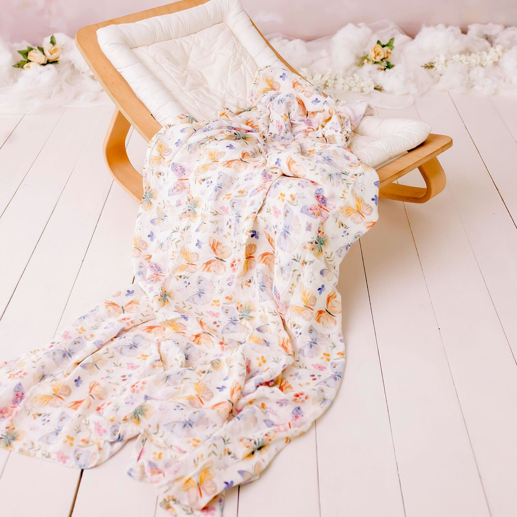 Butterfly Blooms Muslin Swaddle