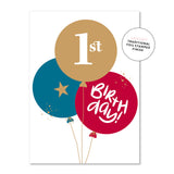 1st Bday Blue Greeting Card