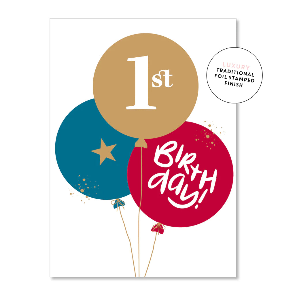 1st Bday Blue Greeting Card