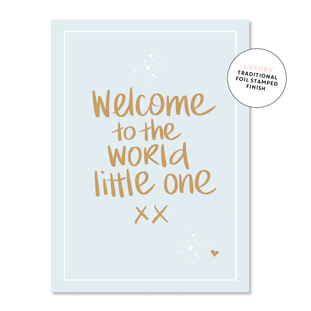 Blue Welcome to the World Greeting Card