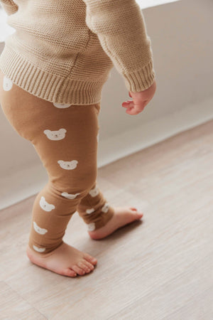 Cotton Leggings - Bears Caramel Cream