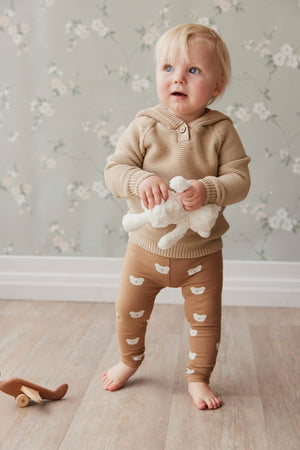 Cotton Leggings - Bears Caramel Cream