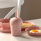 Pink Daisy Mini Smoothie Cup & Straw 200ml