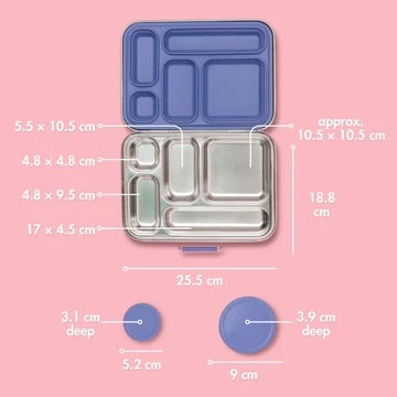 Five Compartment Leakproof Stainless Steel Lunchbox (Indigo)