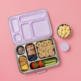 Five Compartment Leakproof Stainless Steel Lunchbox (Soft Lilac)