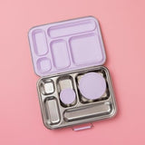 Five Compartment Leakproof Stainless Steel Lunchbox (Soft Lilac)
